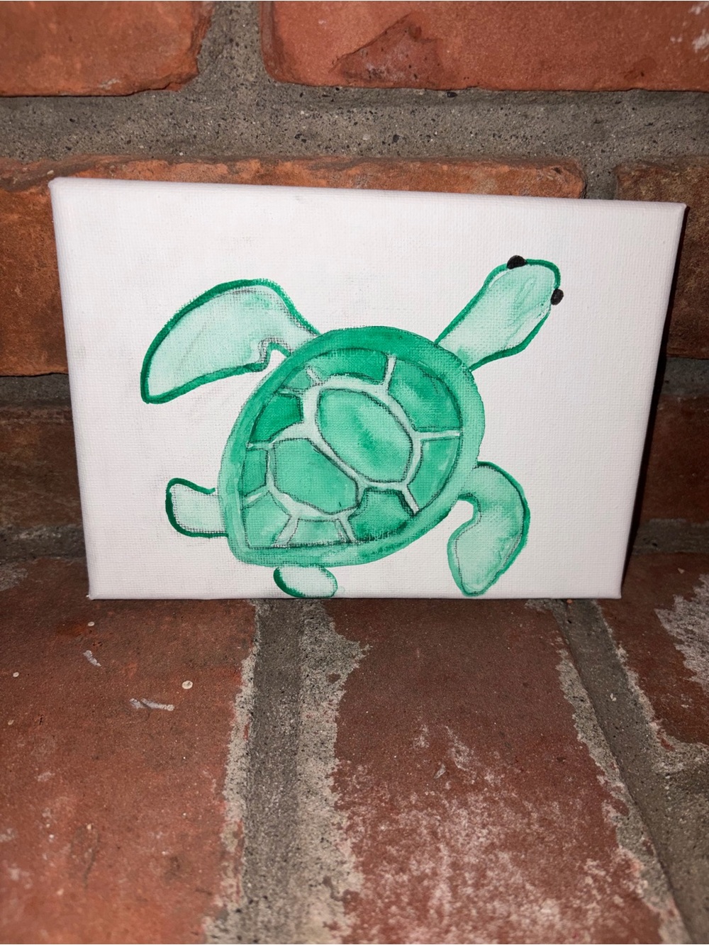 Hand-Painted Green Sea Turtle Canvas Wall Art watercolor